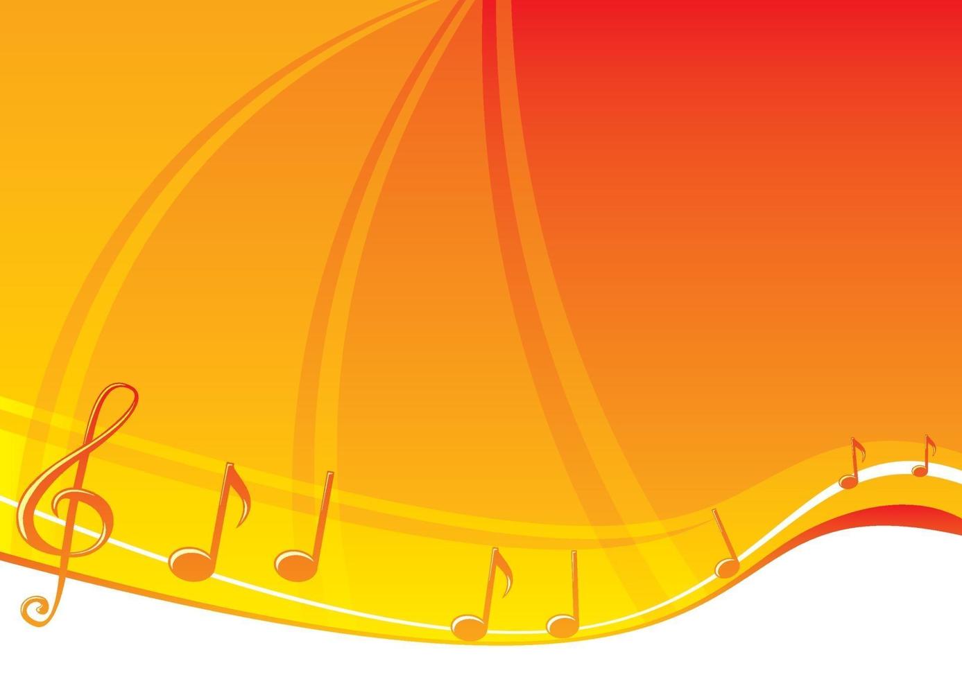 Music notes at bright orange background vector