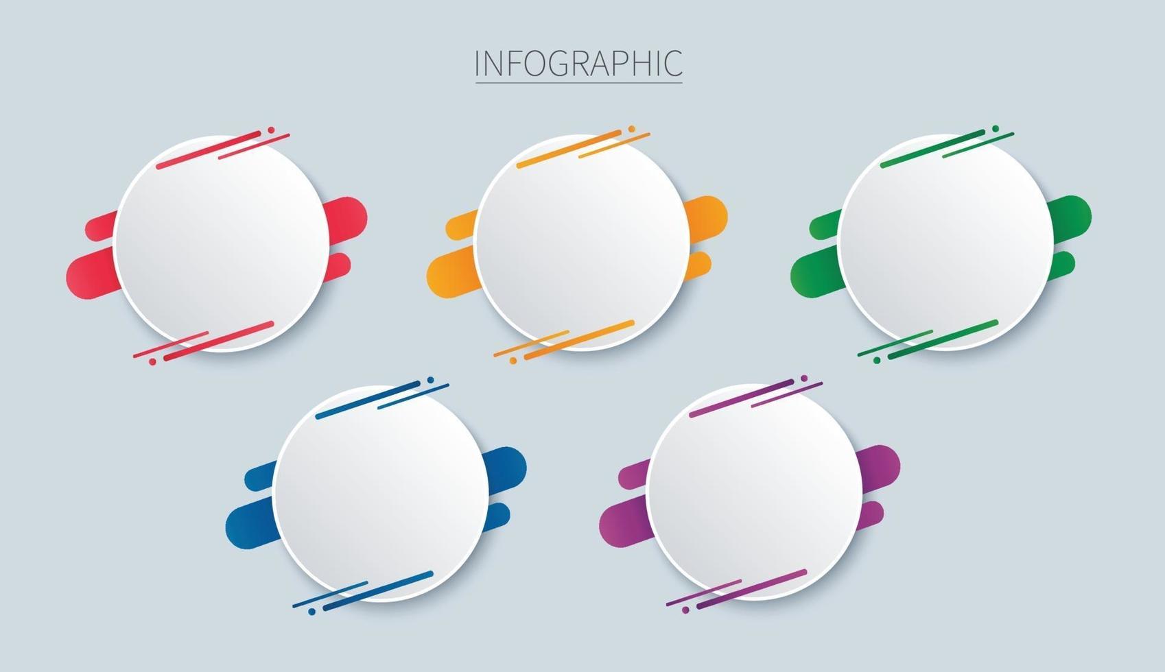 Plantilla de vector de infografía redonda colorida con 5 opciones