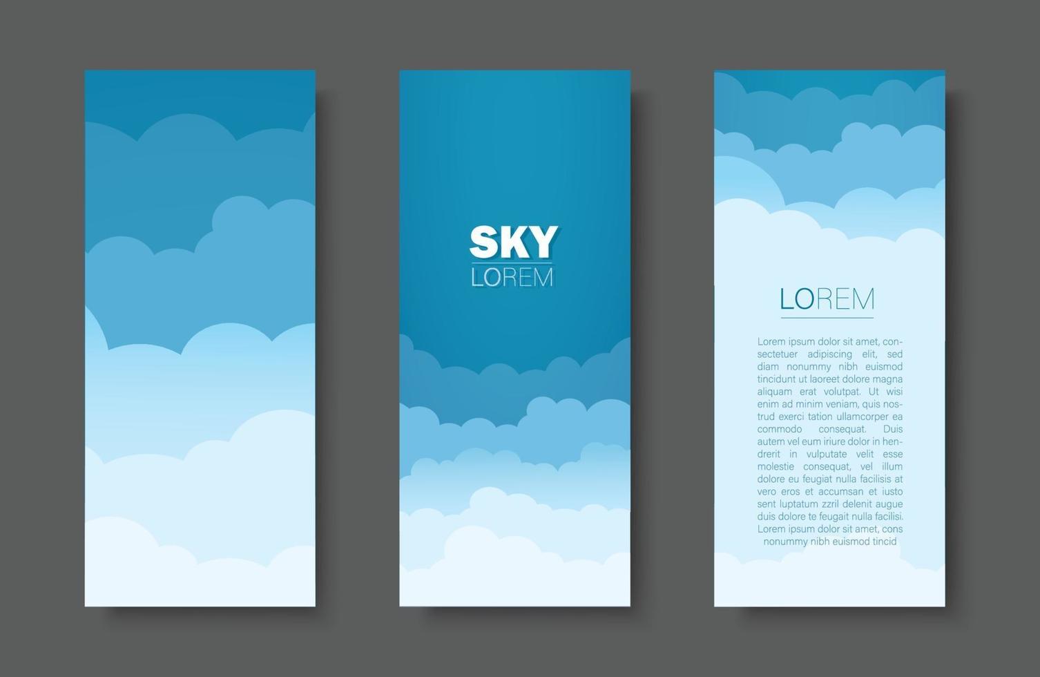 Conjunto de banner de fondo de cielo y nubes. ilustración vectorial vector