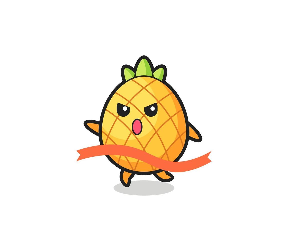 cute pineapple illustration is reaching the finish vector