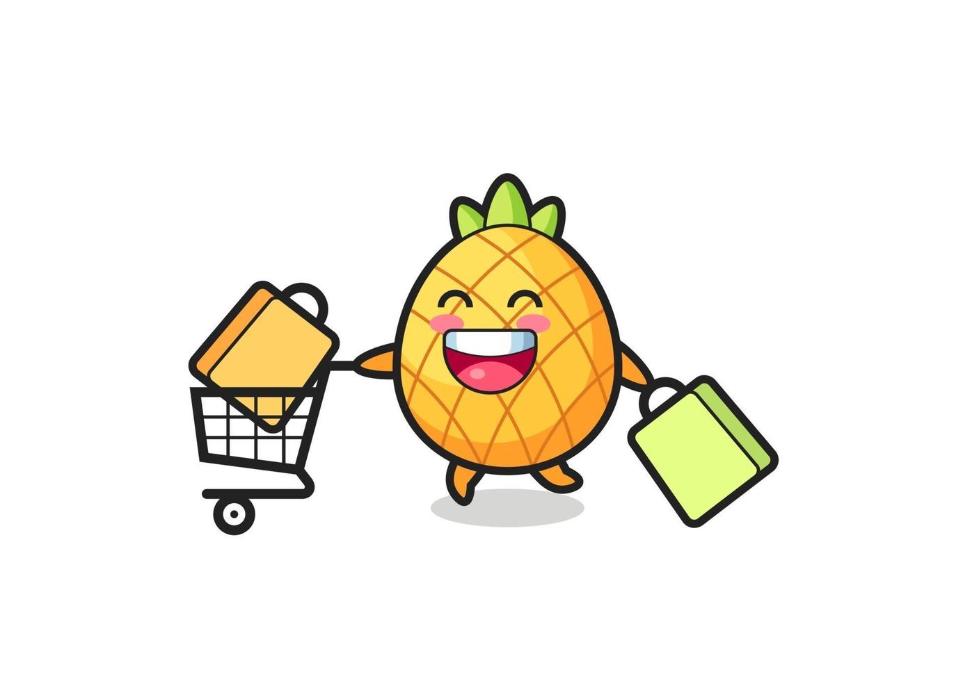 black Friday illustration with cute pineapple mascot vector