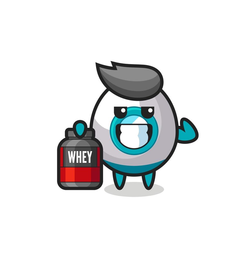 the muscular rocket character is holding a protein supplement vector