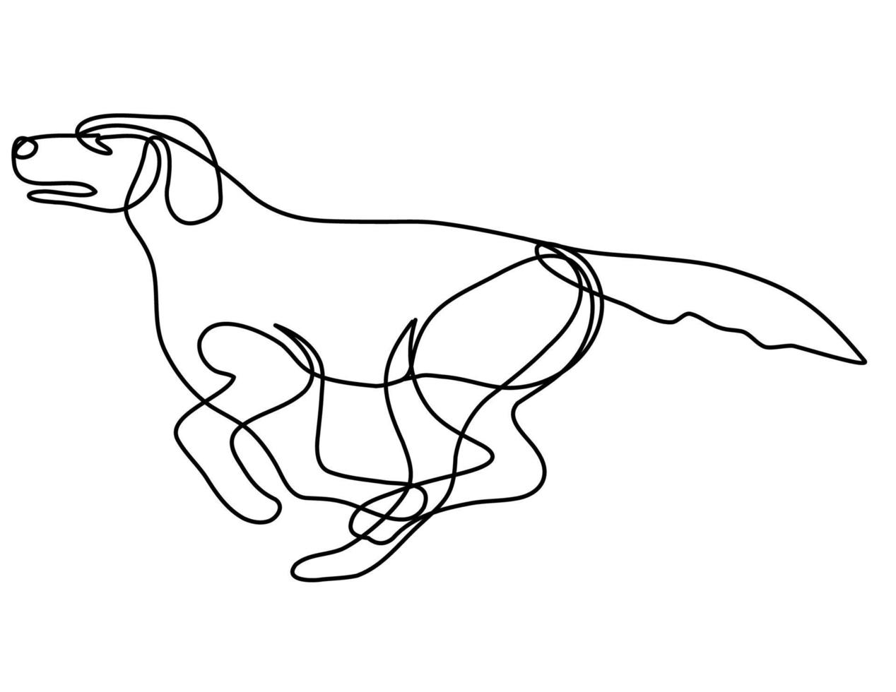 Labrador Retriever Dog Running Side View Continuous Line Drawing vector