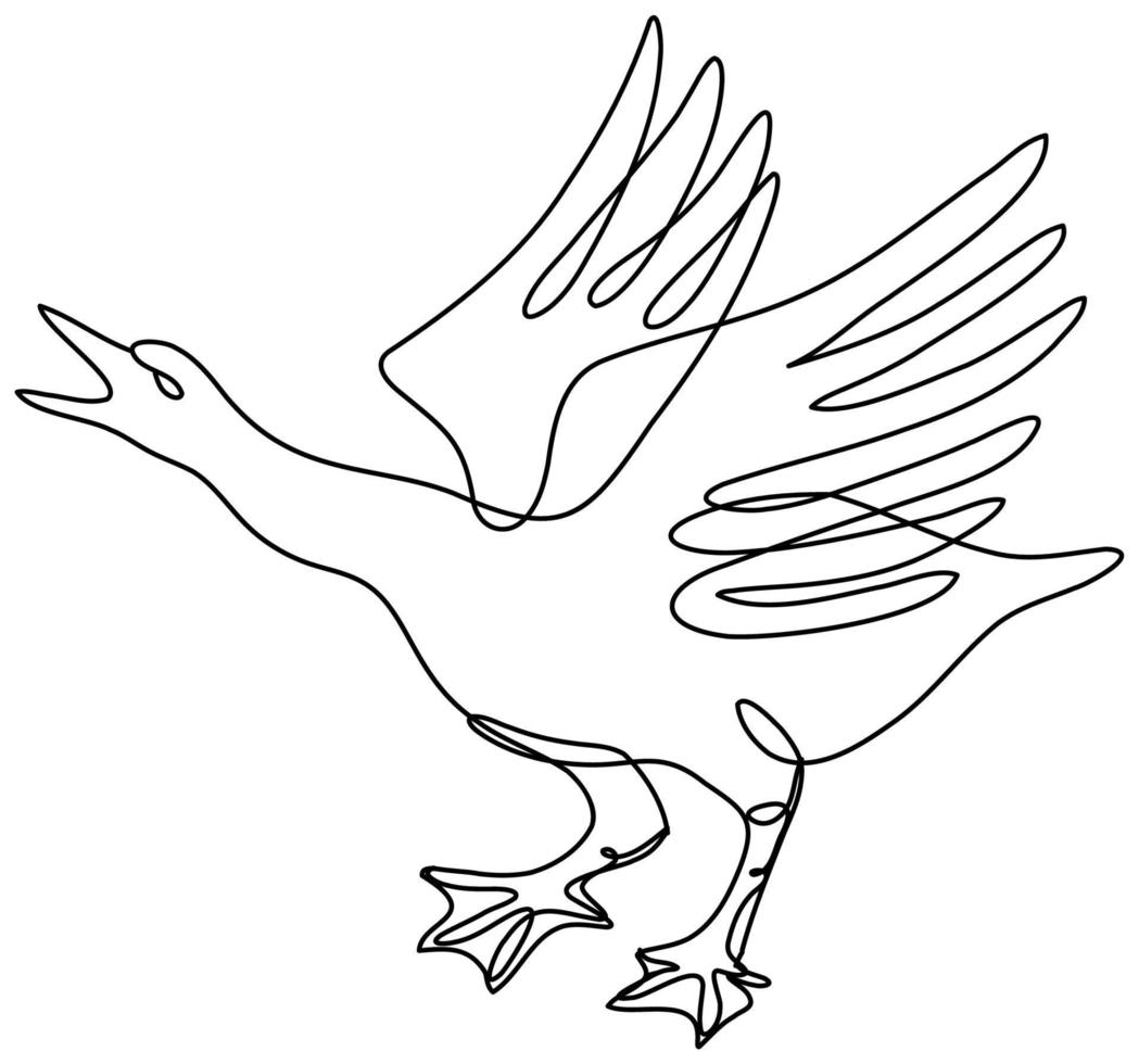 Angry Goose About to Attack Side View Continuous Line Drawing vector