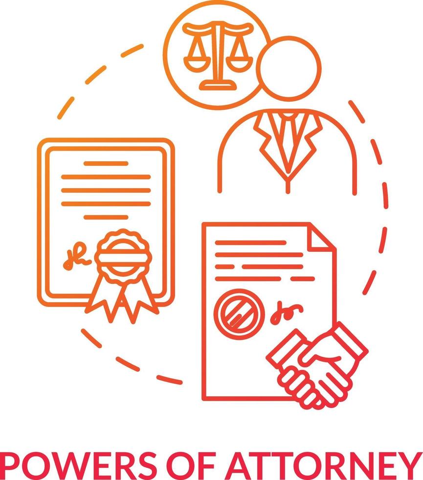 Powers of attorney red concept icon vector