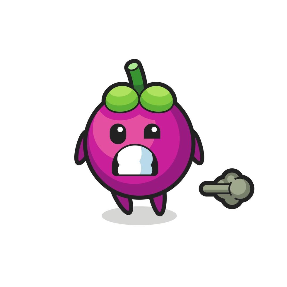 the illustration of the mangosteen cartoon doing fart vector