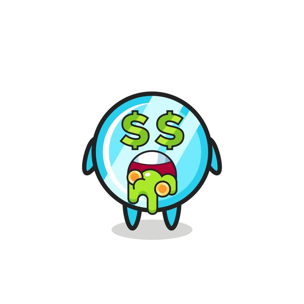 mirror character with an expression of crazy about money vector