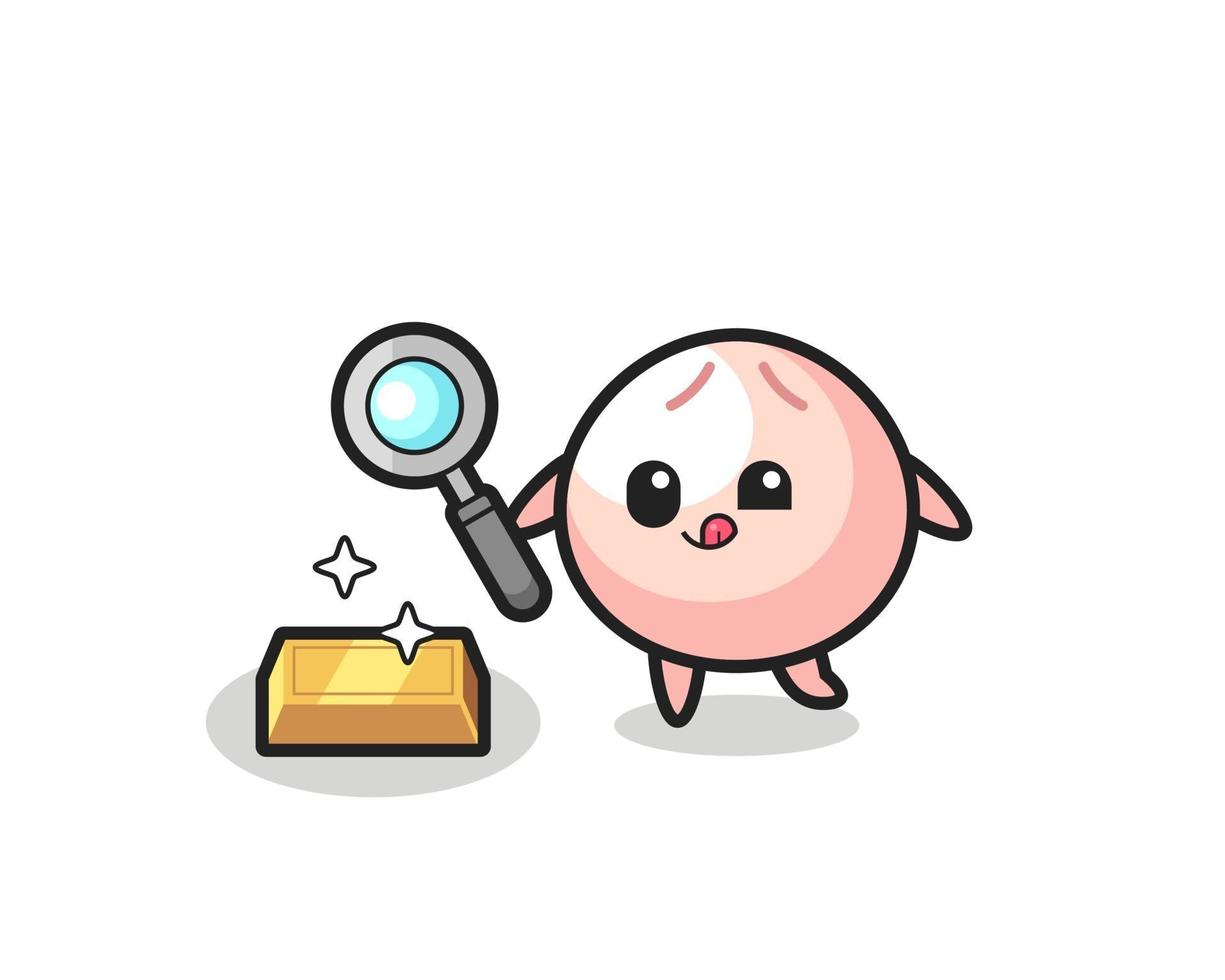 meatbun character is checking the authenticity of the gold bullion vector