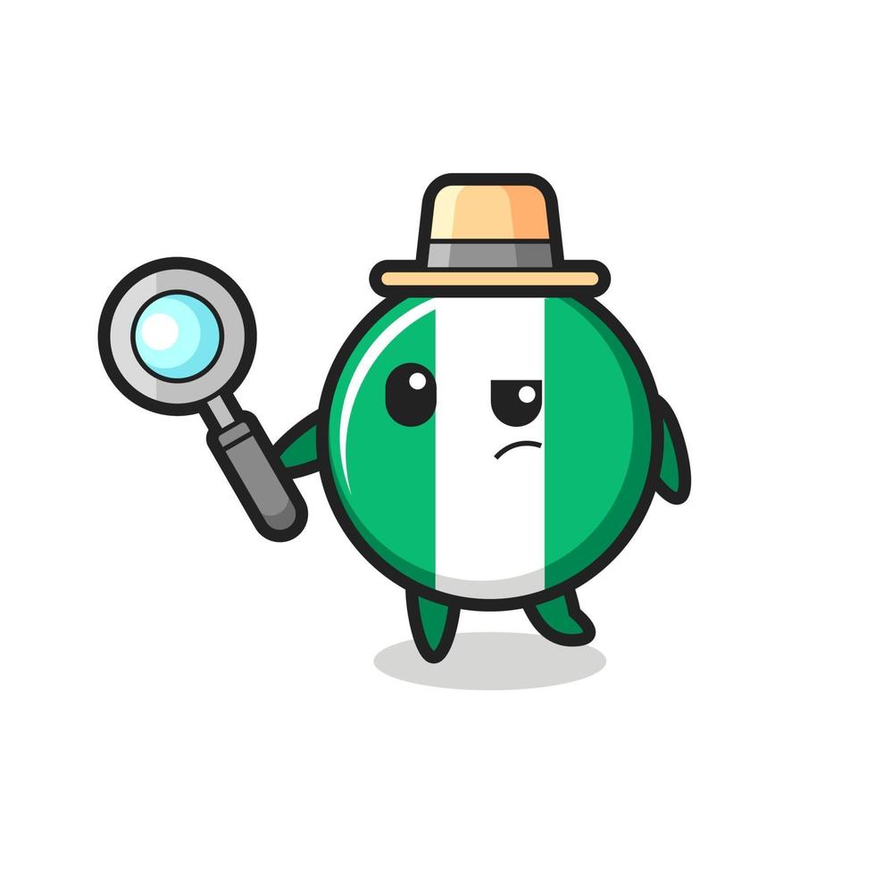 nigeria flag badge detective character is analyzing a case vector