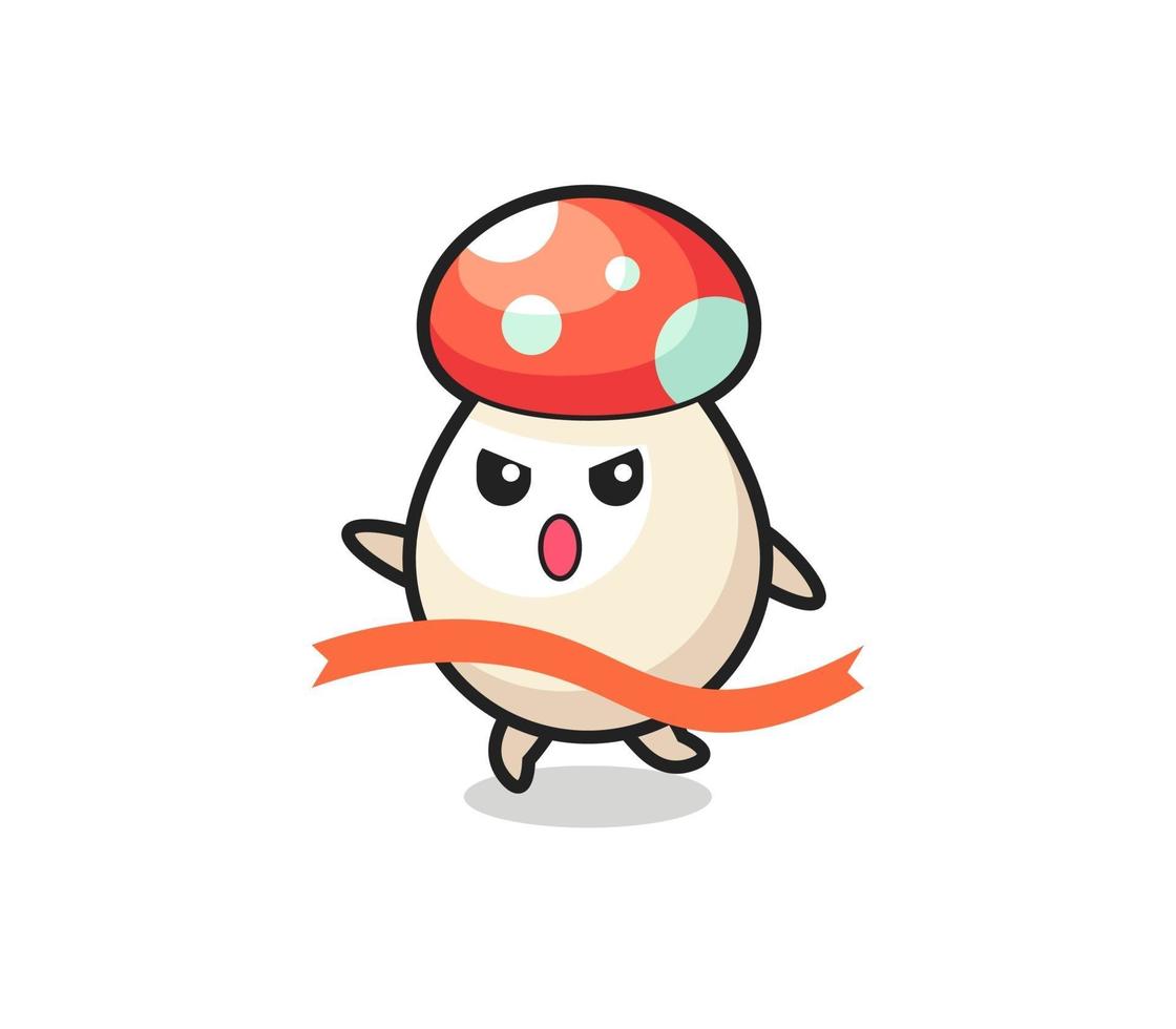 cute mushroom illustration is reaching the finish vector