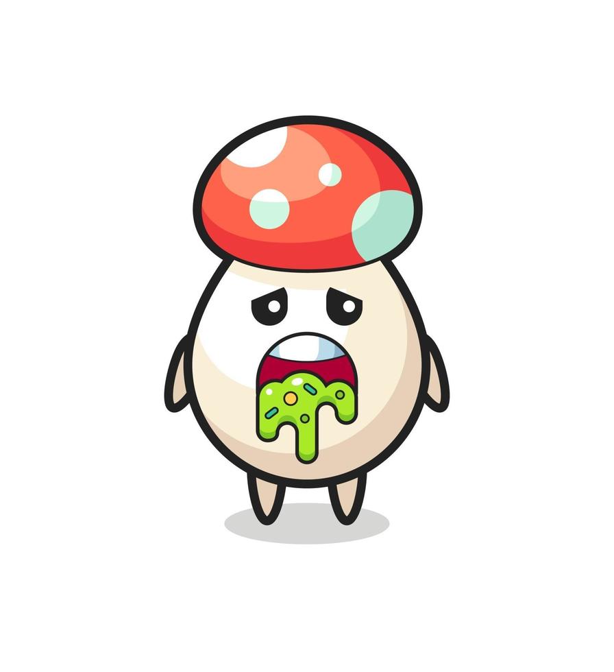 the cute mushroom character with puke vector