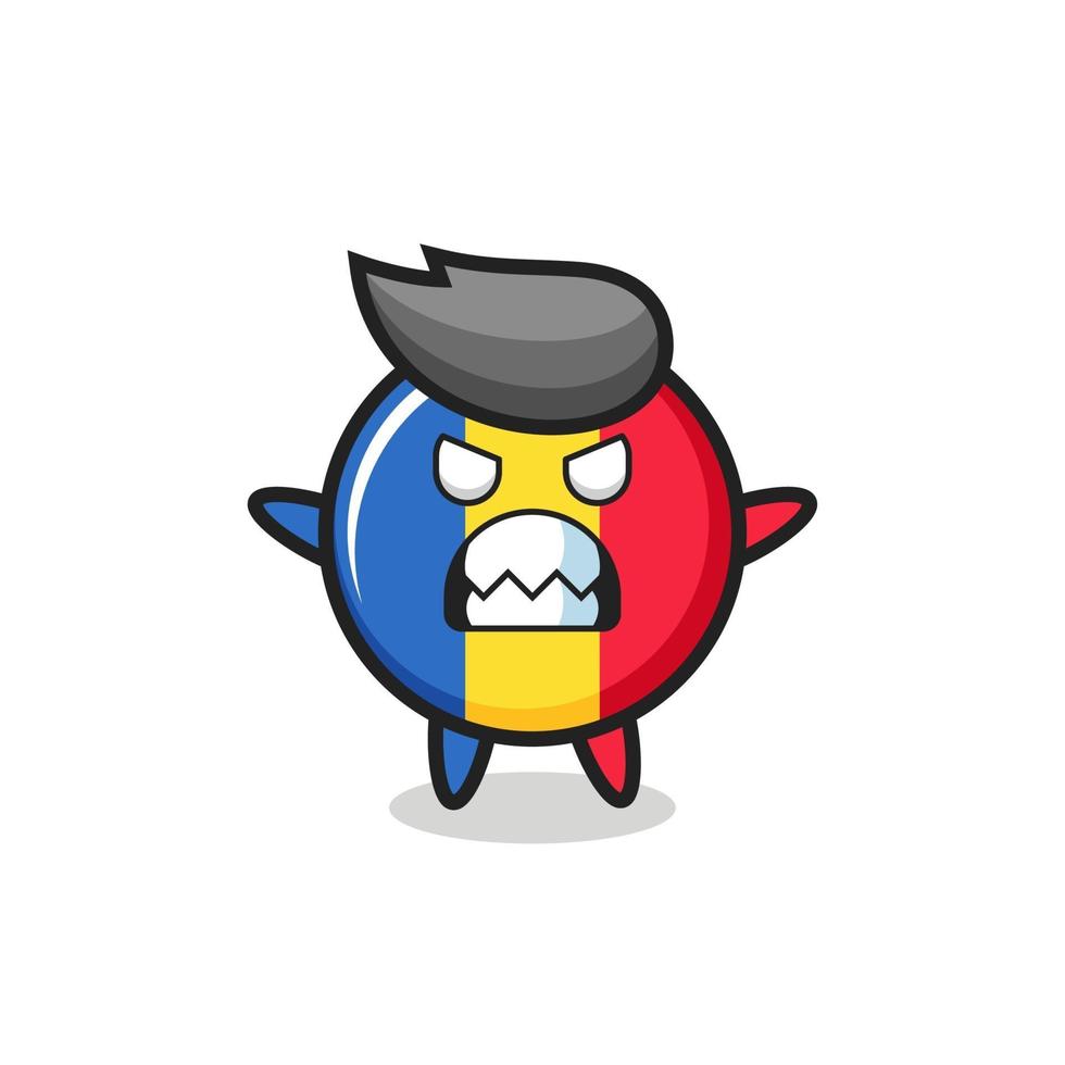 wrathful expression of the romania flag badge mascot character vector