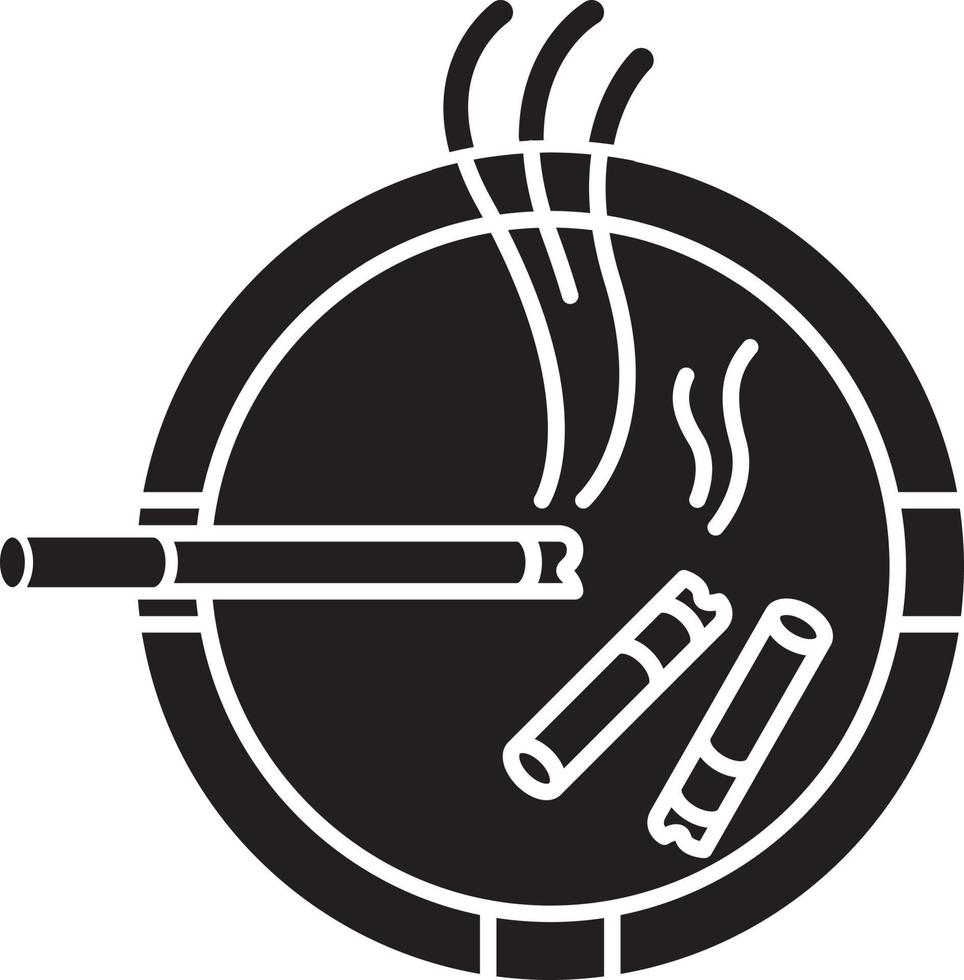 Ashtray black glyph icon vector