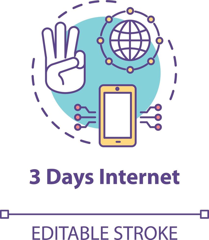 Icono de concepto de internet de 3 días vector