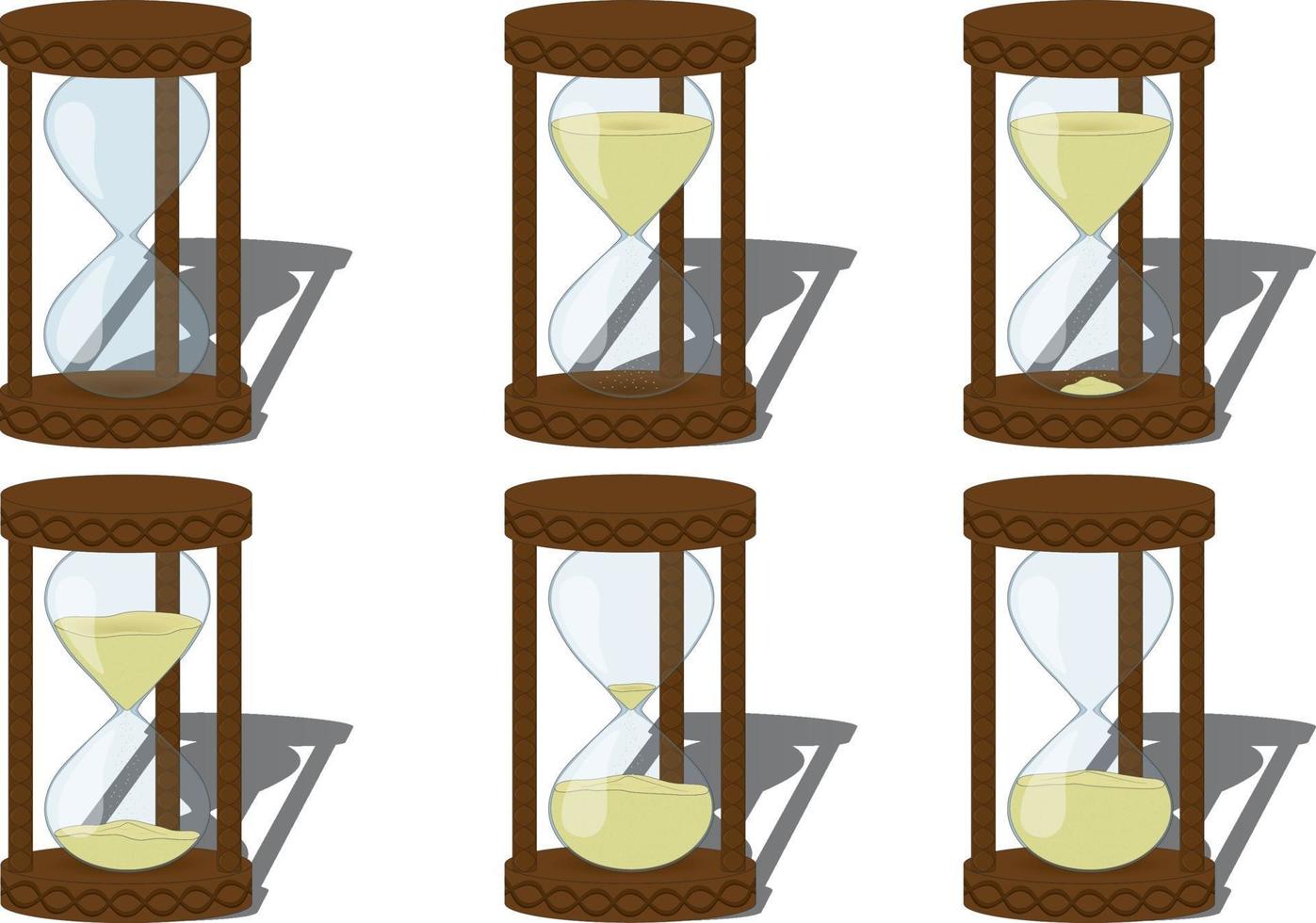 Sandglass collection with different levels of sand vector illustration