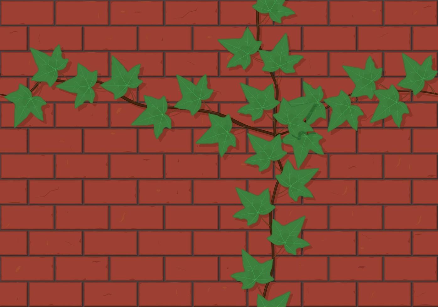 Seamless red brick wall with ivy vine background vector illustration