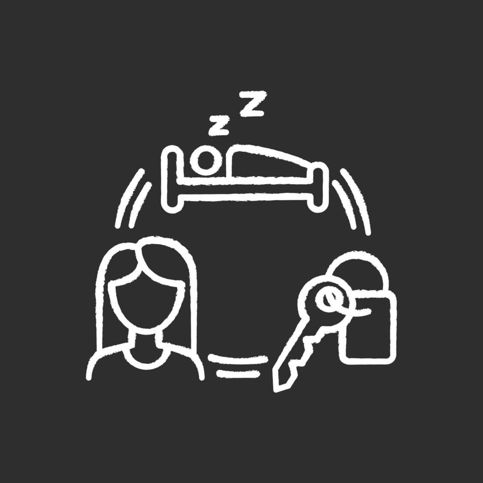 Renting hotel room chalk white icon on black background vector