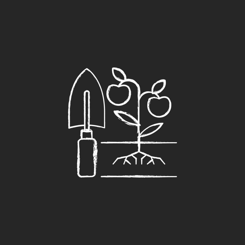 Cultivation chalk white icon on dark background vector