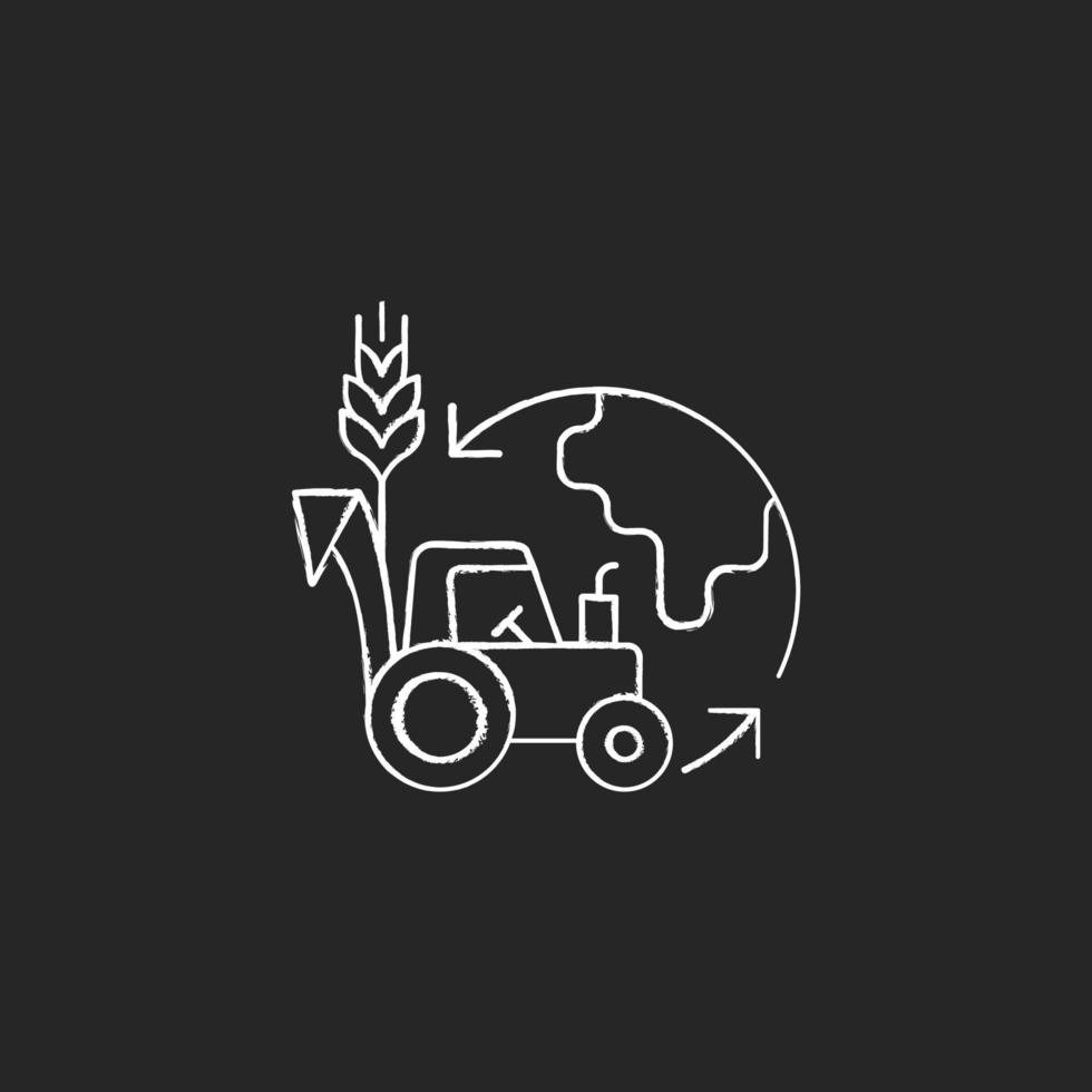Environmental sustainability in agriculture chalk white icon vector