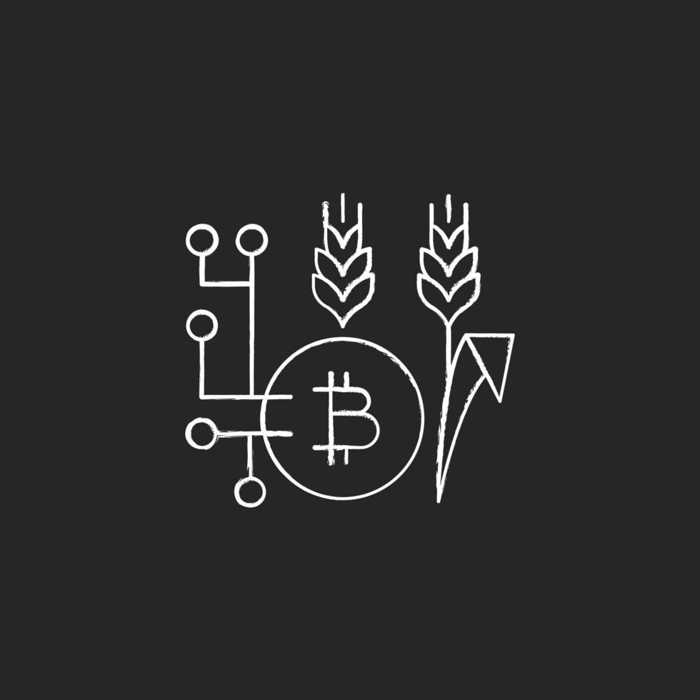 Blockchain technology in agriculture chalk white icon vector