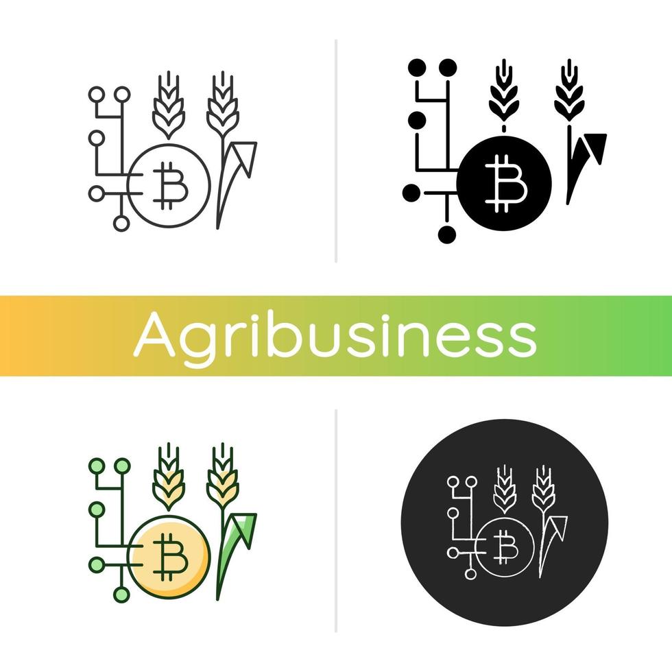 Blockchain technology in agriculture icon vector