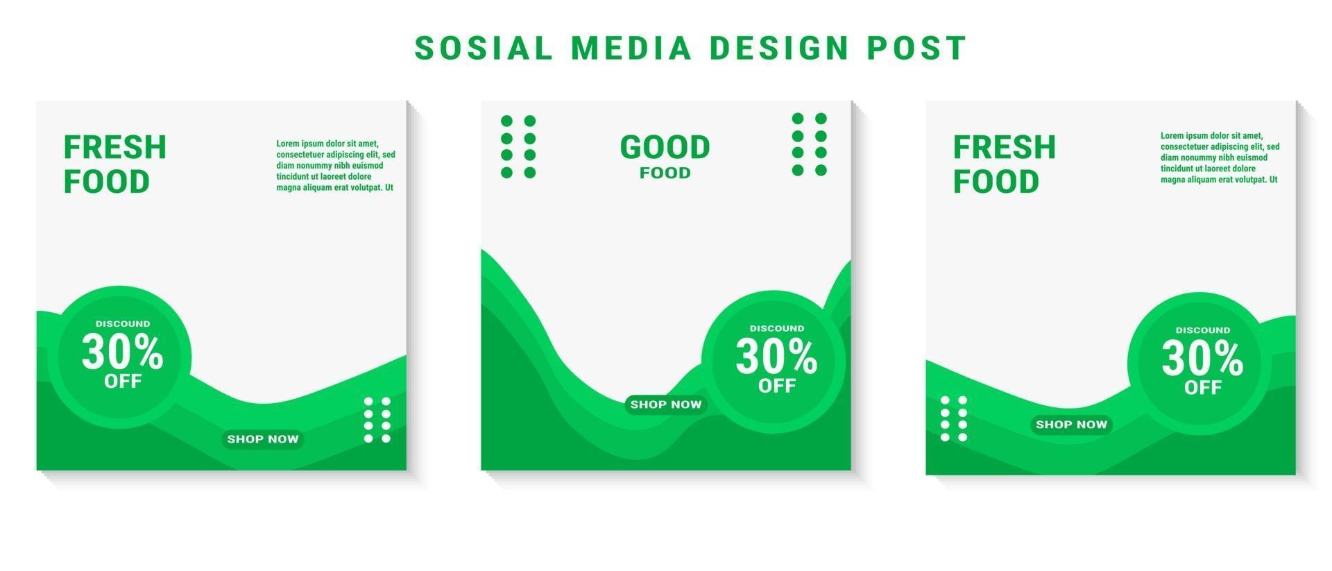 Editable social media templates for promotions on the Food vector