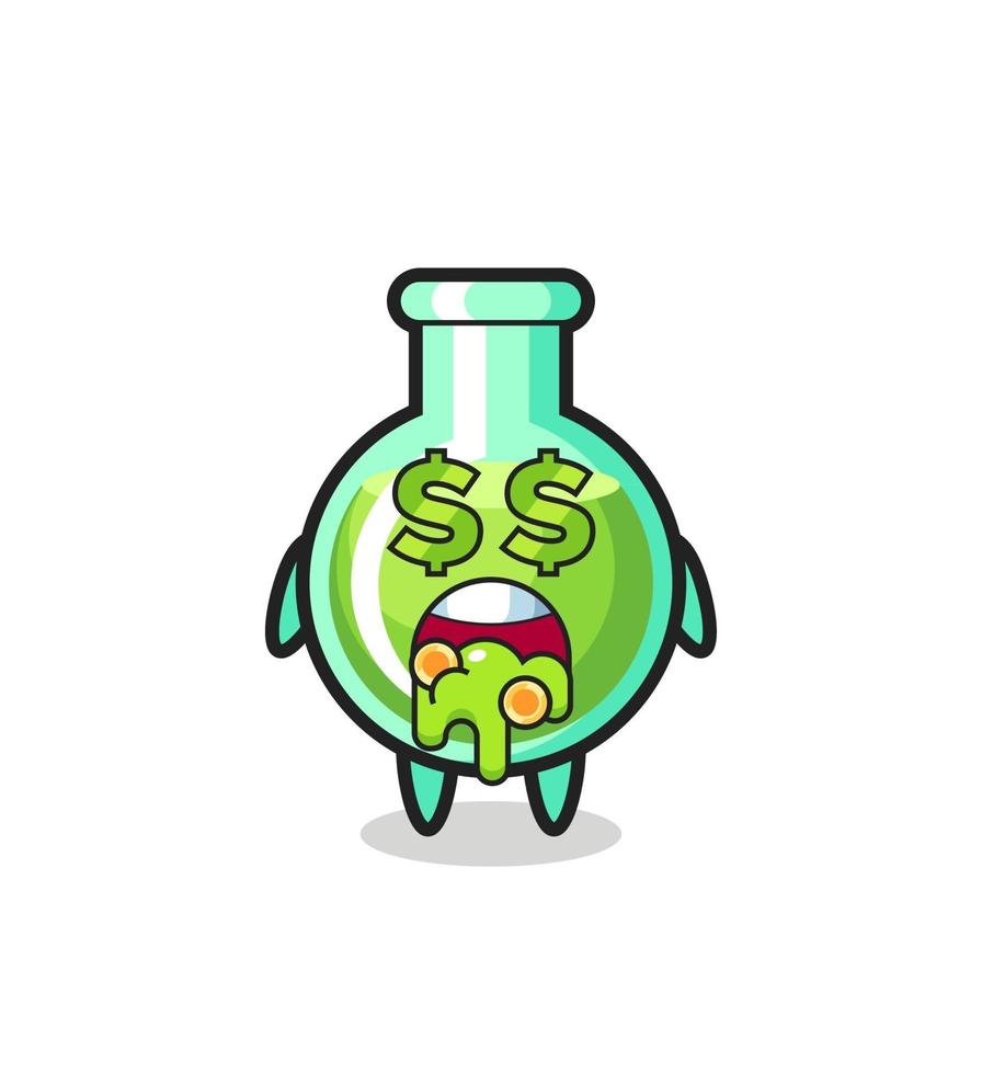 lab beakers character with an expression of crazy about money vector