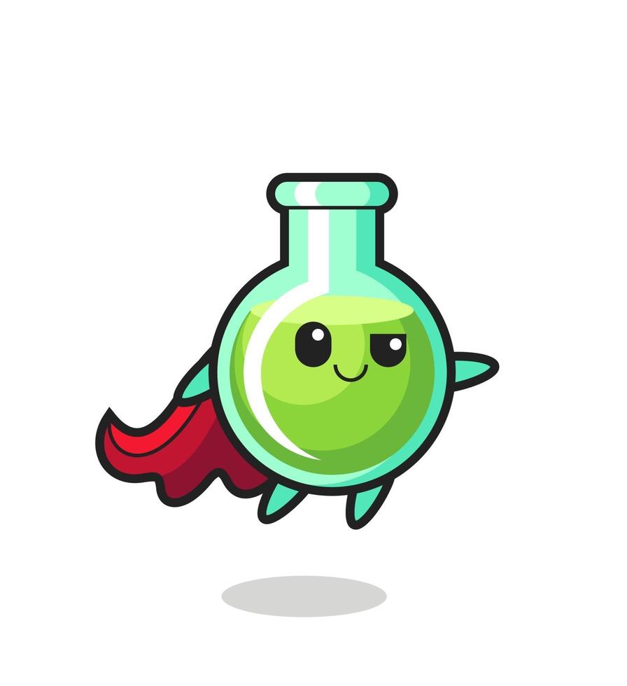 cute lab beakers superhero character is flying vector