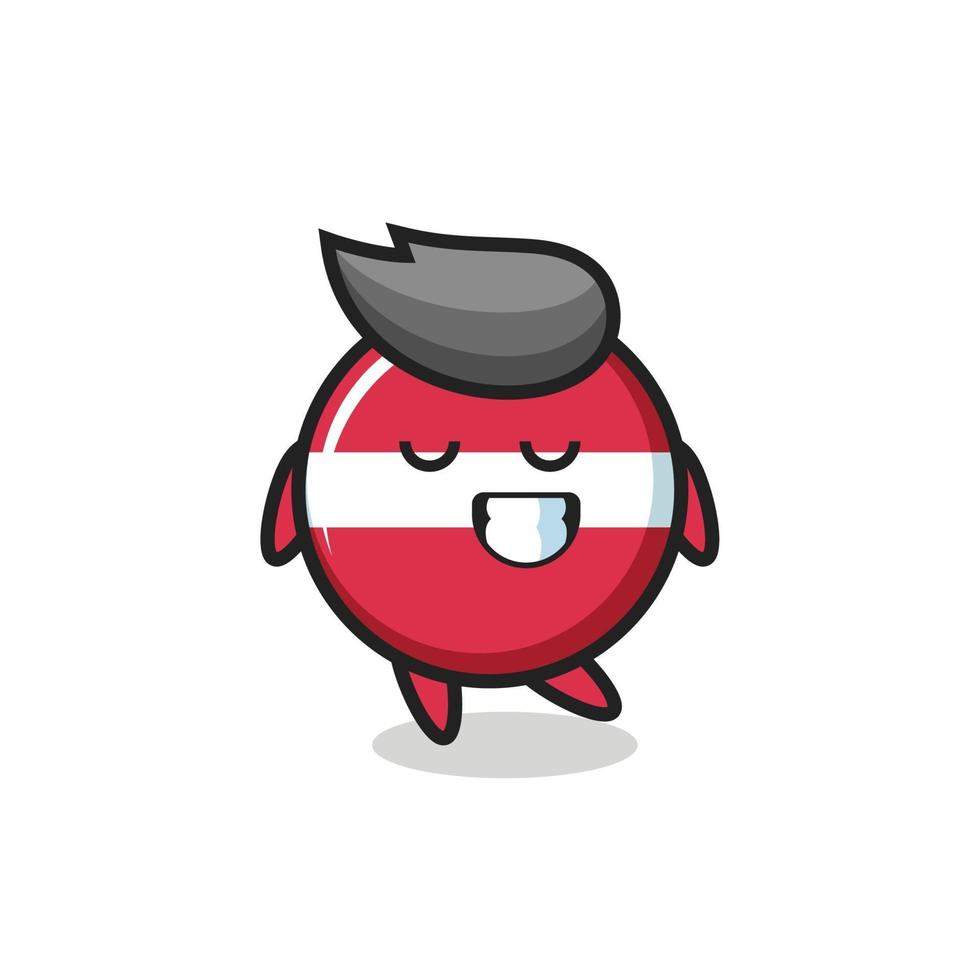 latvia flag badge cartoon illustration with a shy expression vector