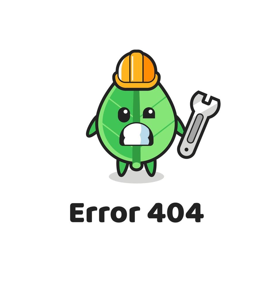 error 404 con la linda mascota de la hoja vector