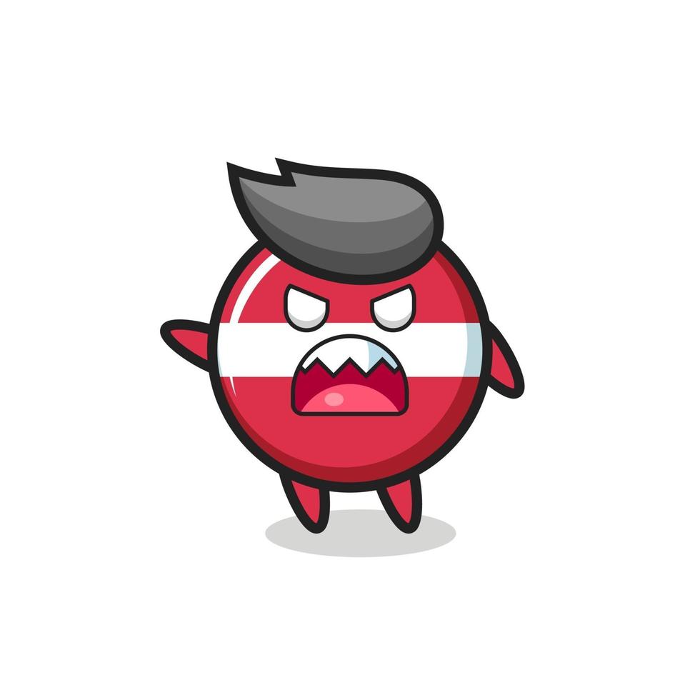cute latvia flag badge cartoon in a very angry pose vector