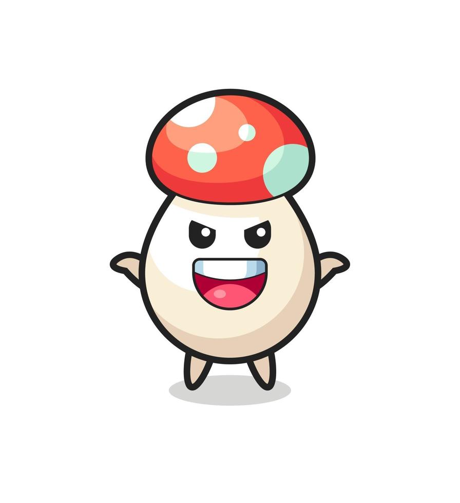 the illustration of cute mushroom doing scare gesture vector