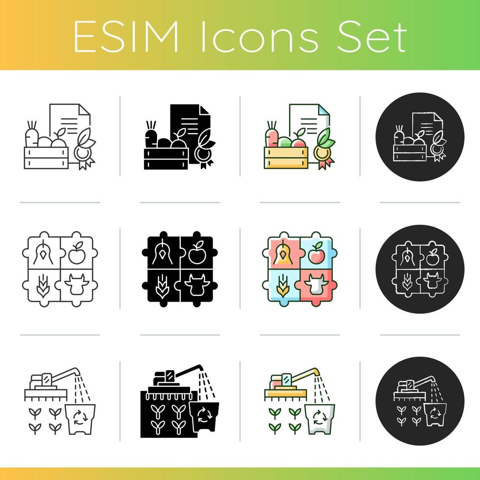 Agribusiness icons set vector