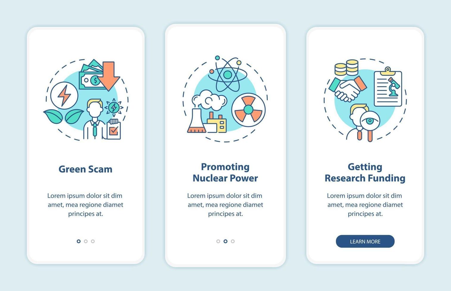 Conspiracy theories onboarding mobile app page screen vector