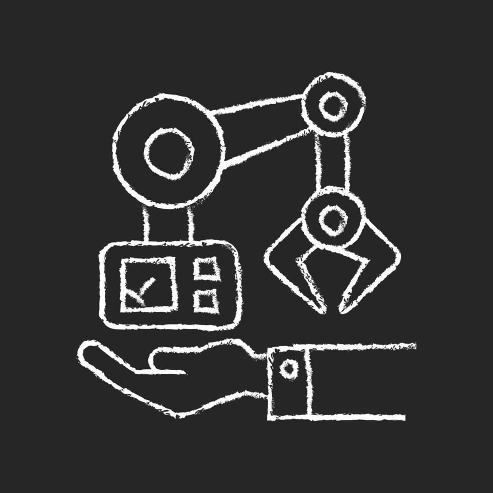 Machinery owning chalk white icon on dark background vector