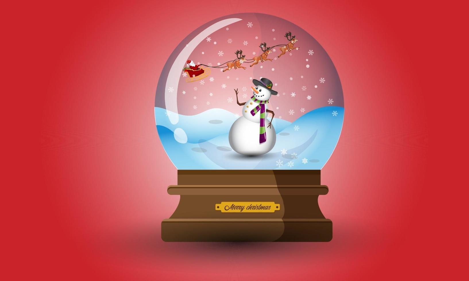 Christmas snow globe with snowman illustration winter collection vector