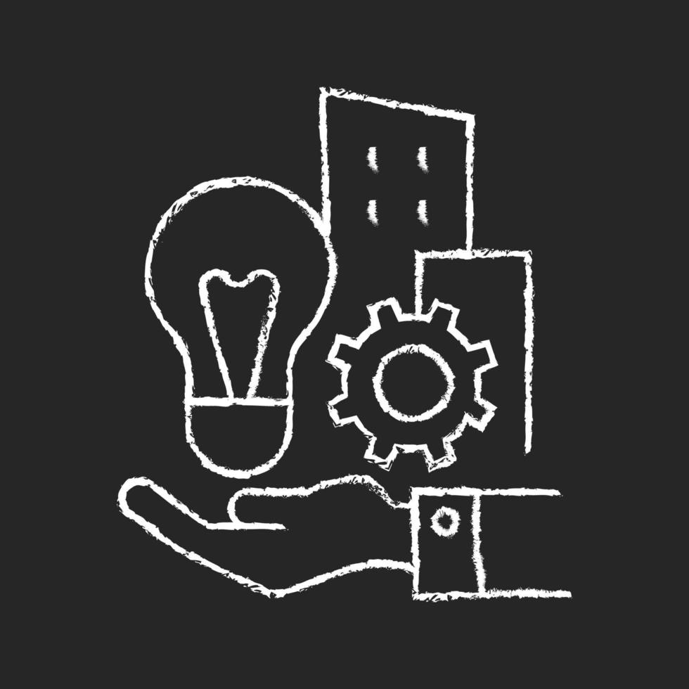 Company inventions chalk white icon on dark background vector