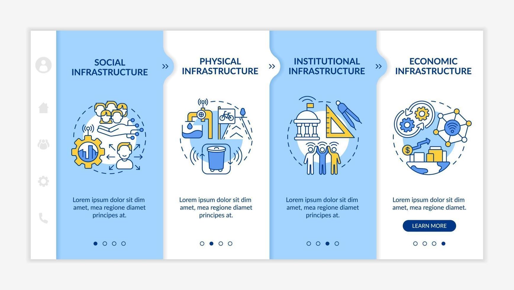 pilares de la ciudad inteligente plantilla de vector de incorporación azul