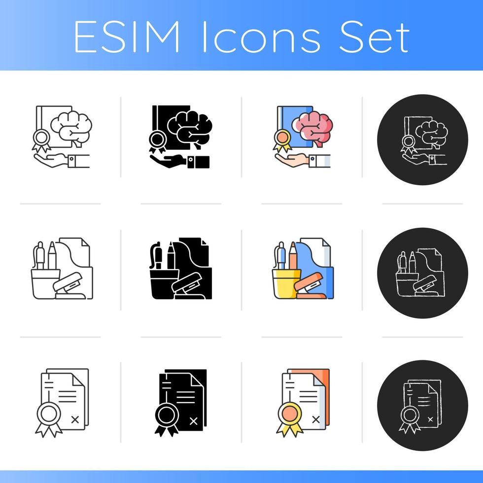 Corporate intellectual property icons set vector