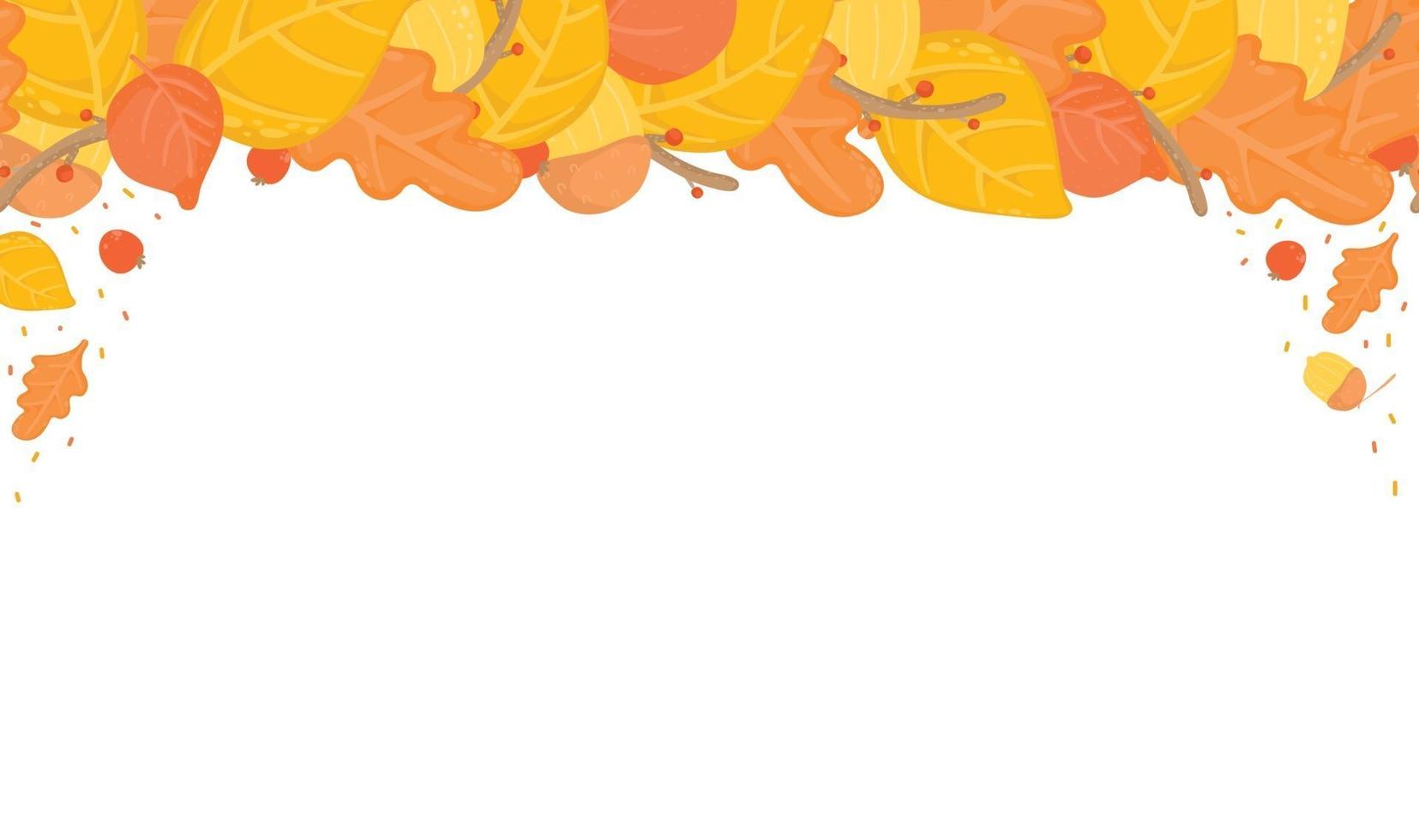 autumn leaves seamless background, orange and yellow autumn leafes vector