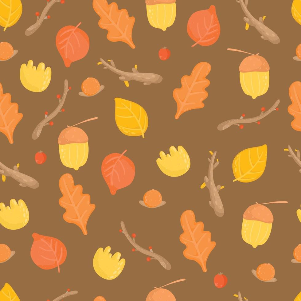 Autumn Leaves seamless pattern. vector background with plant.