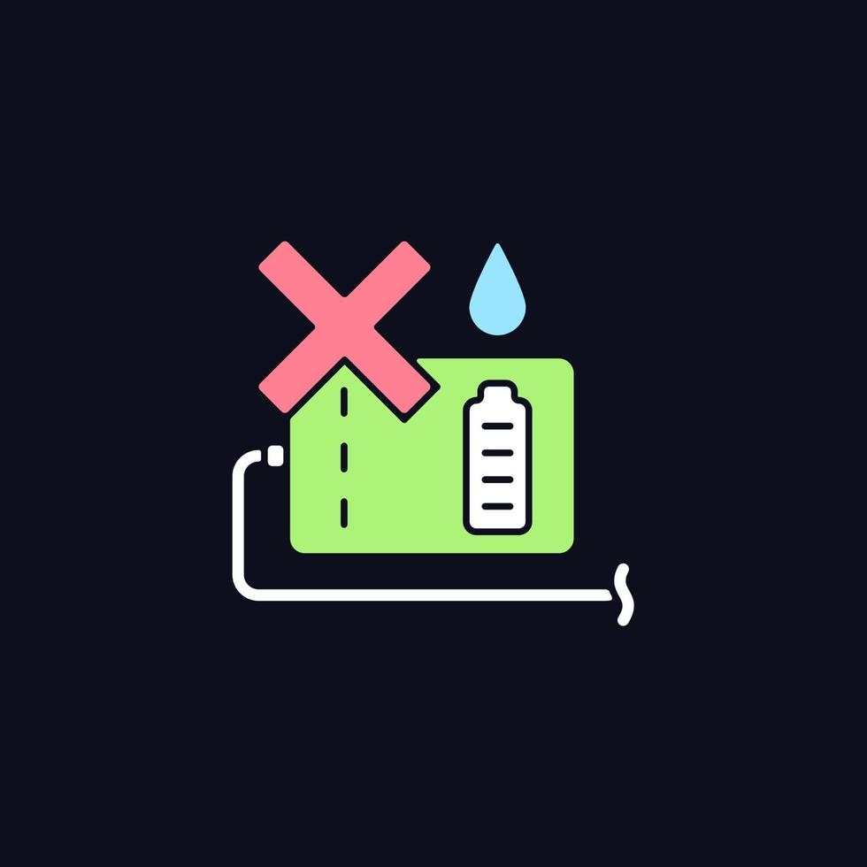 Avoid wet locations RGB color manual label icon for dark theme vector