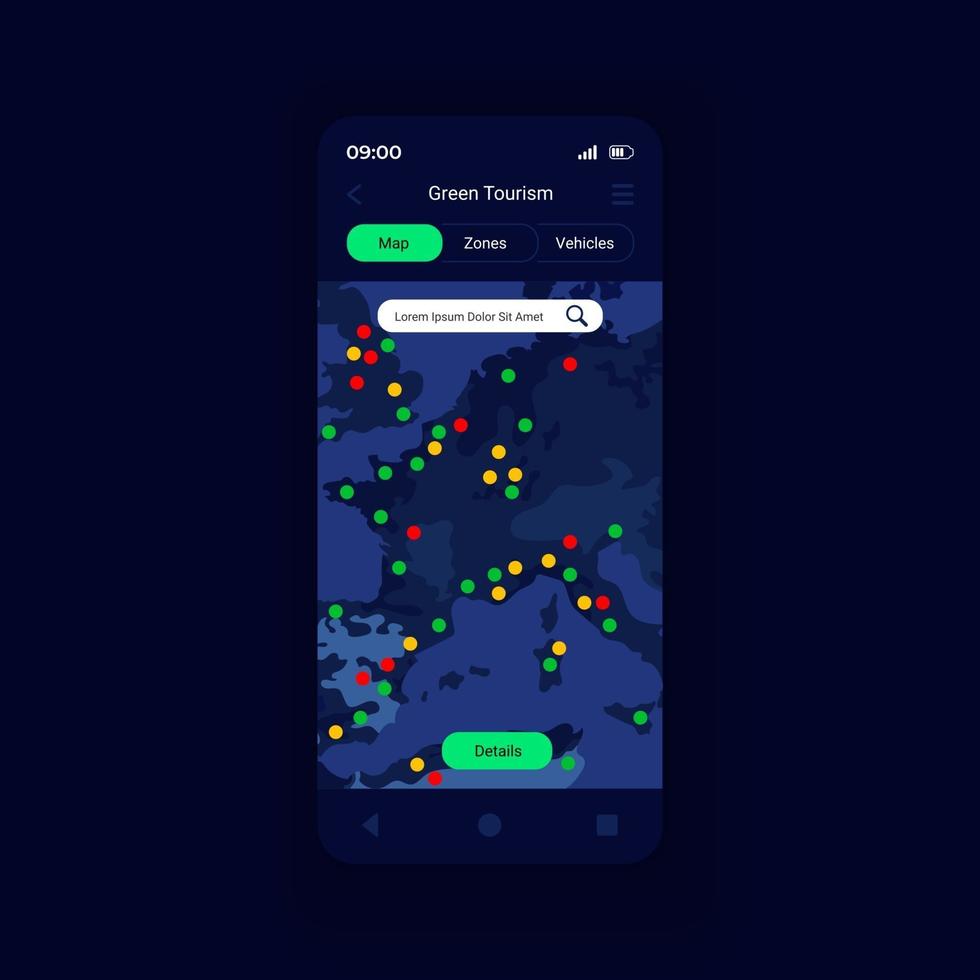 Green-zones representation smartphone interface vector template