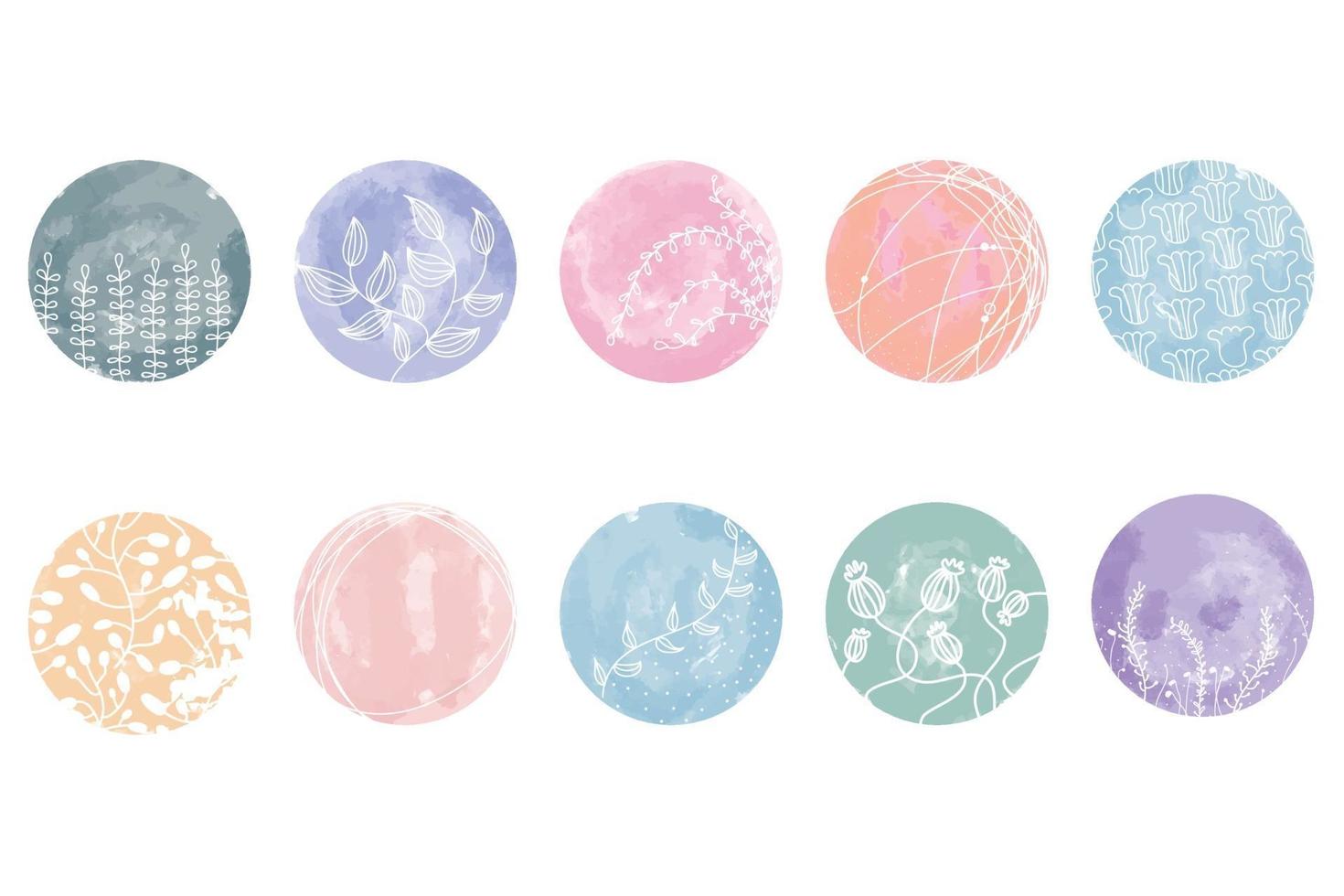 Highlight cover set floral botanical icons social media. watercolor vector