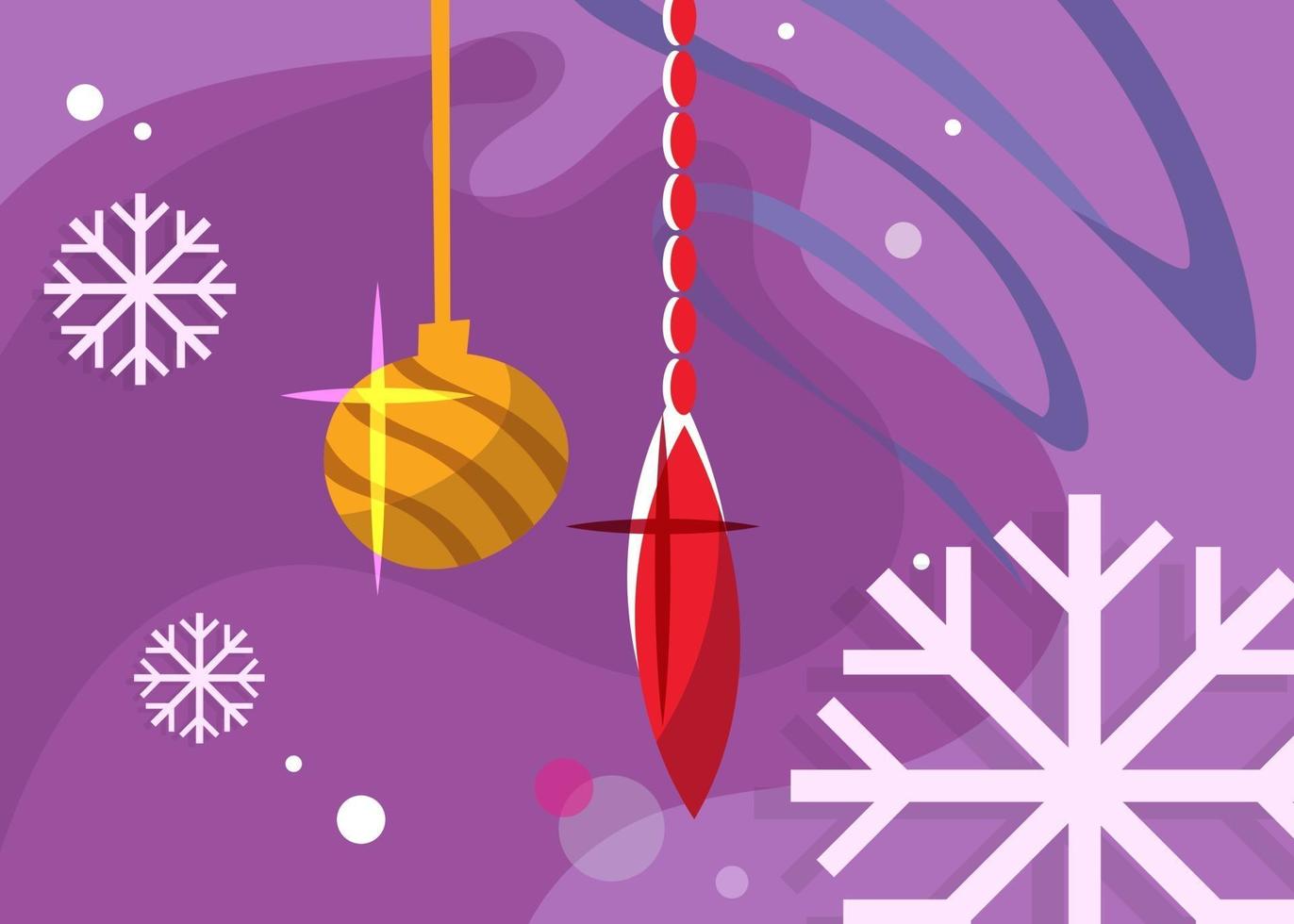 banner con juguetes de árbol de Navidad. vector