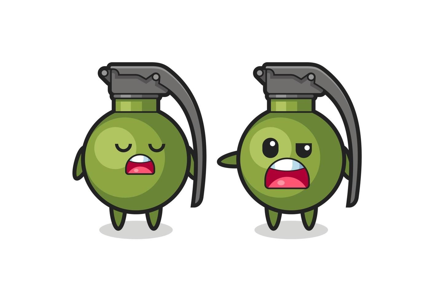 illustration of the argue between two cute grenade characters vector