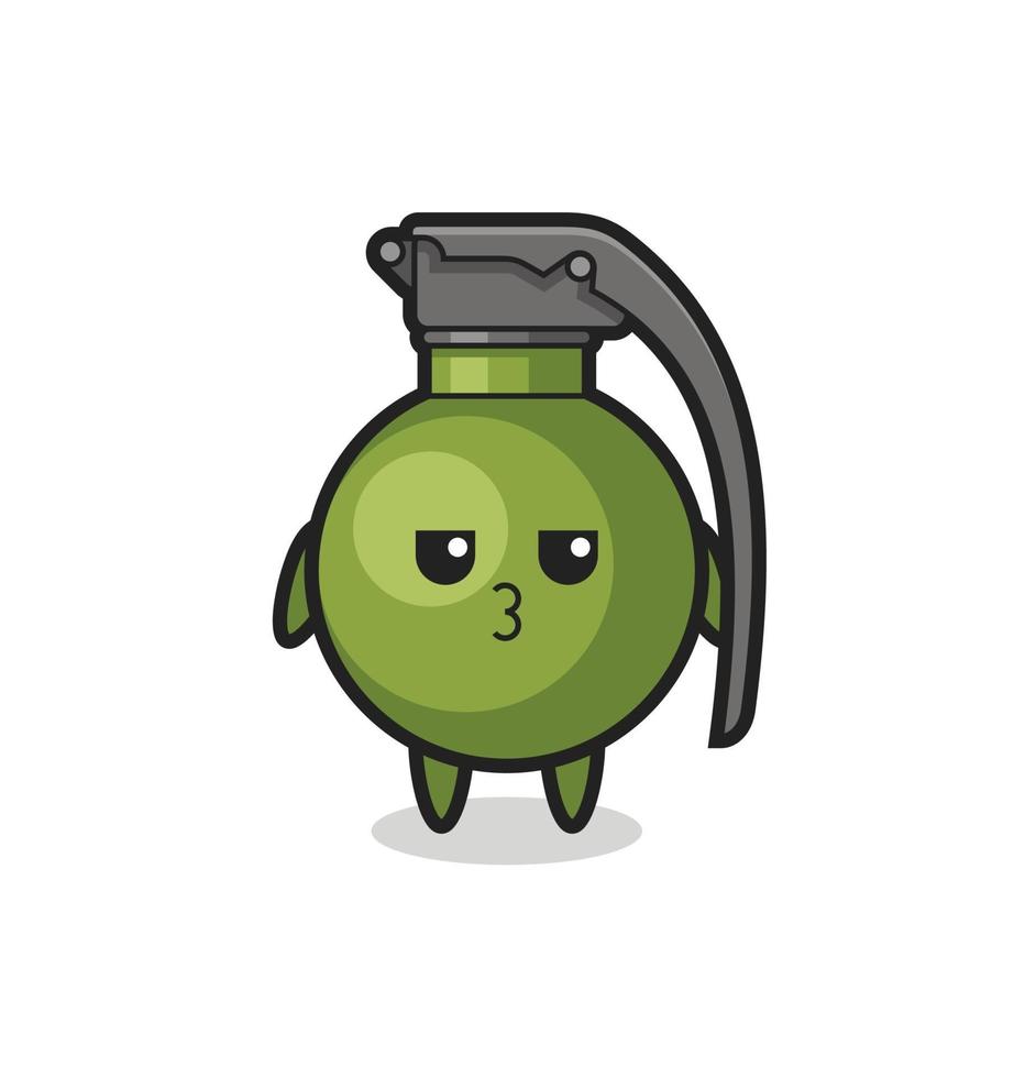 the bored expression of cute grenade characters vector