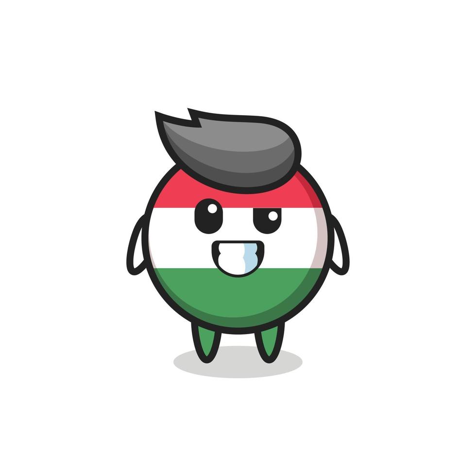 cute hungary flag badge mascot with an optimistic face vector