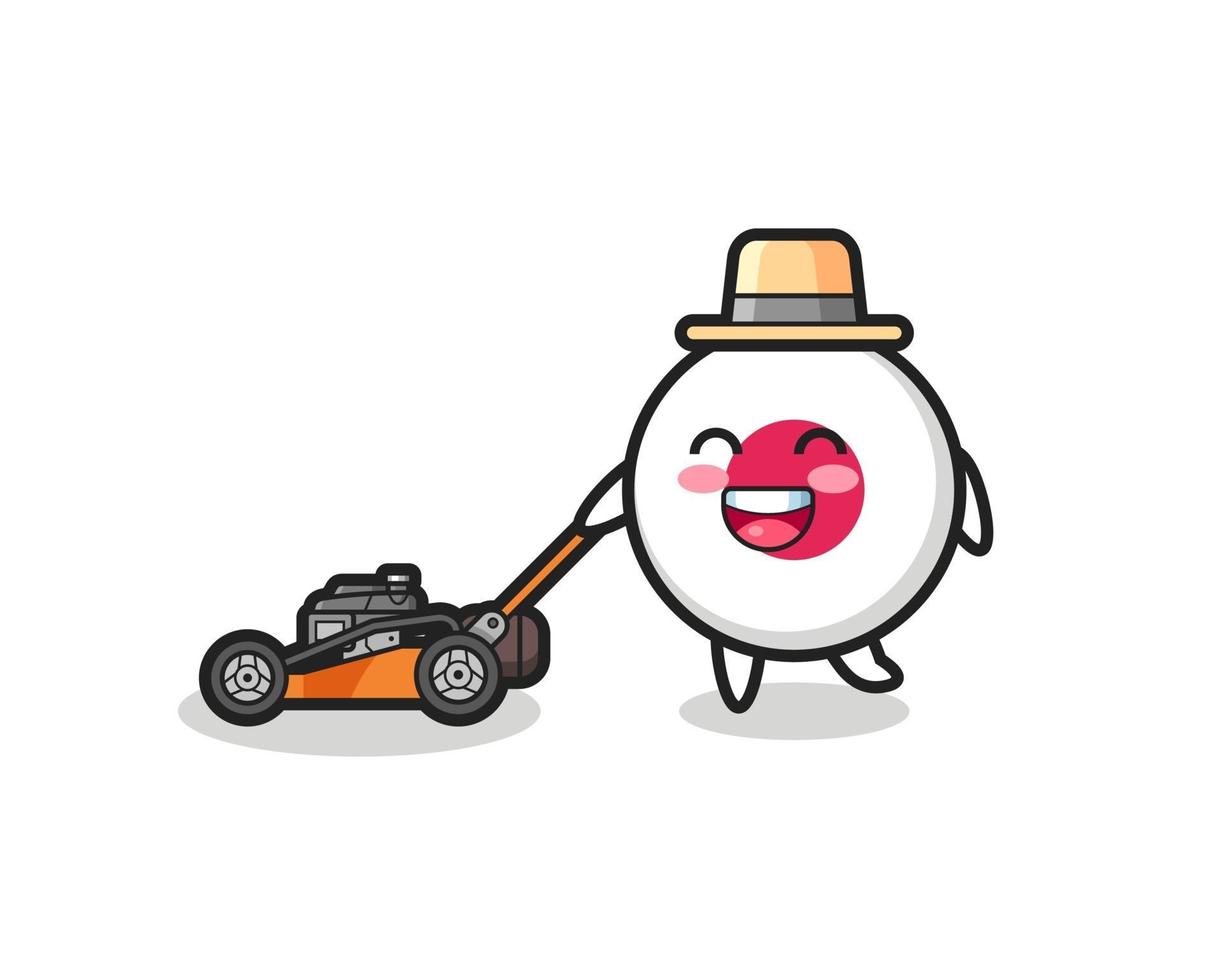 illustration of the japan flag badge character using lawn mower vector