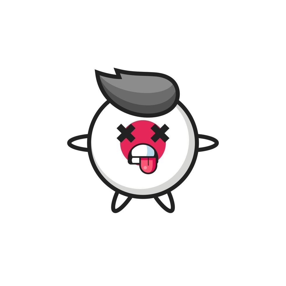 character of the cute japan flag badge with dead pose vector